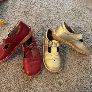 L'Amour Leather Mary Jane’s Girls Dress Shoe Lot Size 12 Kids Red Gold Christmas